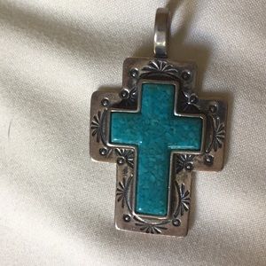 Sterling silver and turquoise cross